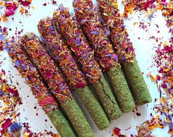 Floral Timothy Hay Sticks Forage Mix Treat. Rabbit Treat, Chinchilla Treat, Hamster Treat, Guinea Pig Treat, Rodent and Small Animal Treat