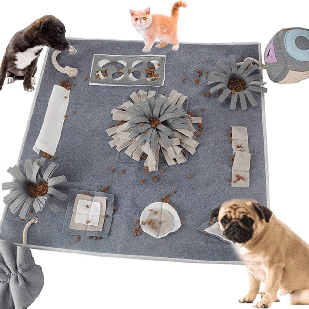 Pet Snuffle Mat Durable Dog Cat Slow Feeding Mat Smell Training Grey  Washable