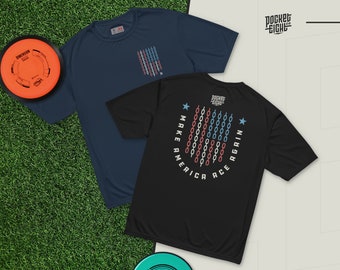 Make America Disc Golf Shirt Ace Run Trump 2024 MAGA America Shirt Patriotic Shirt Gift for Disc Golfer USA Moisture Wicking PocketEight