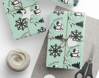 Mint & Bats Christmas Wrapping Paper | Creepmas Wrapping Paper | Gothic Wrapping Paper