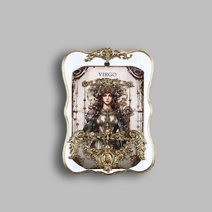 Virgo Zodiac Wall Art, 5x7 Decorative Wood Plaque, Baroque Style Astrology Decor, Celestial Woman Gift, Vintage Horoscope Home Art