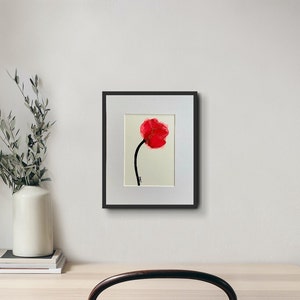 Red Fantasy Flower alcohol ink painting, original abstract artwork 4x6 matted to 8x10 UNFRAMED, living room wall art, home decor gift