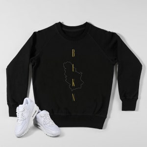 Sweat ras du cou des Balkans Serbie, chemises Serbie, carte des Balkans Serbie, pull noir pour homme et femme, unisexe, Serbie