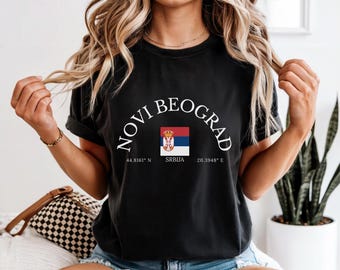 Novi Beograd Serbia T‑Shirt | Serbian Flag New Belgrade Tee | Serbian Pride Gift