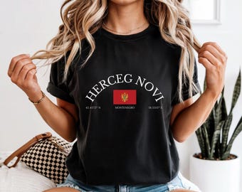 Herceg Novi Montenegro T-Shirt | Coastal Town Flag Graphic Tee | Adriatic Bay Travel Shirt