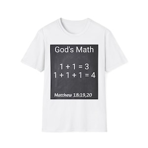 Koszulka z nadrukiem God's Math Tee Unisex Softstyle T-shirt, chrześcijańska koszulka inspirująca, top z cytatem z Biblii wiary, prezent religijny, koszulka z grupy modlitewnej