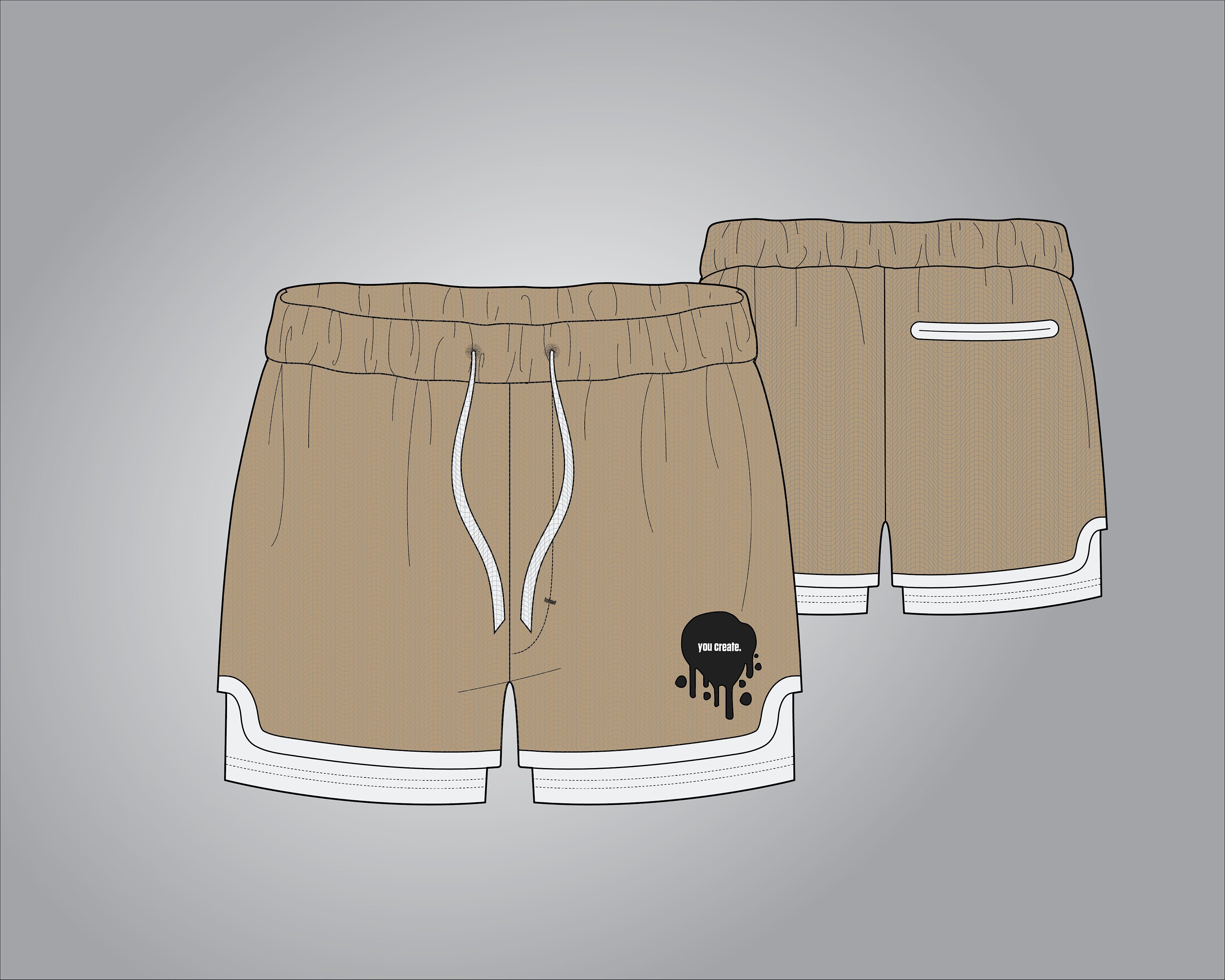 Digital Streetwear Shorts Mockup Tech Pack Template Vector Illustrator ...