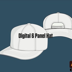 Digital 6 Panel Hat Streetwear Tech pack vector editable 2d ilustrador línea arte vector imagen
