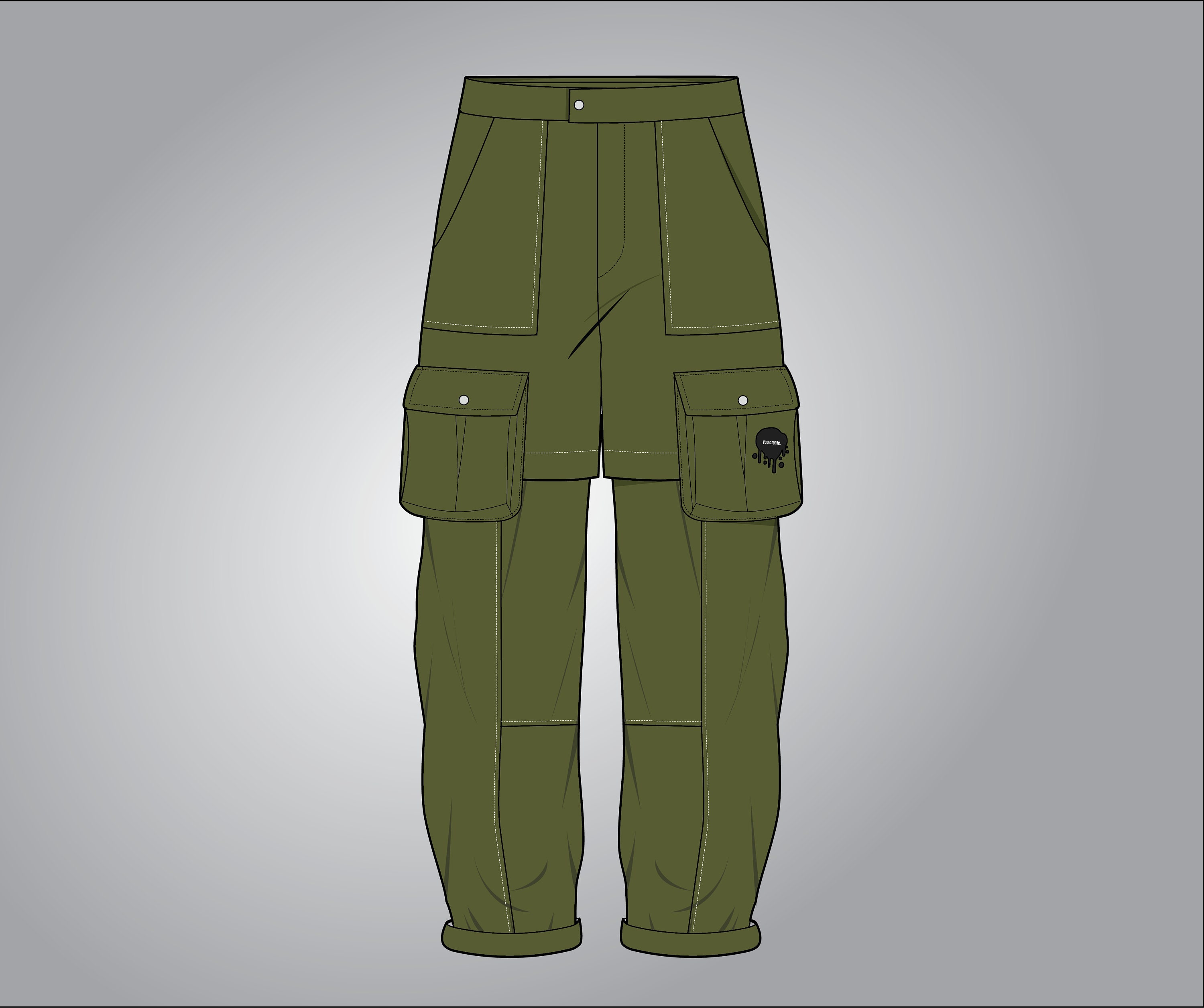 Streetwear Tech Pack Cargo Pants Baggy Vector Silhouette Editable ...