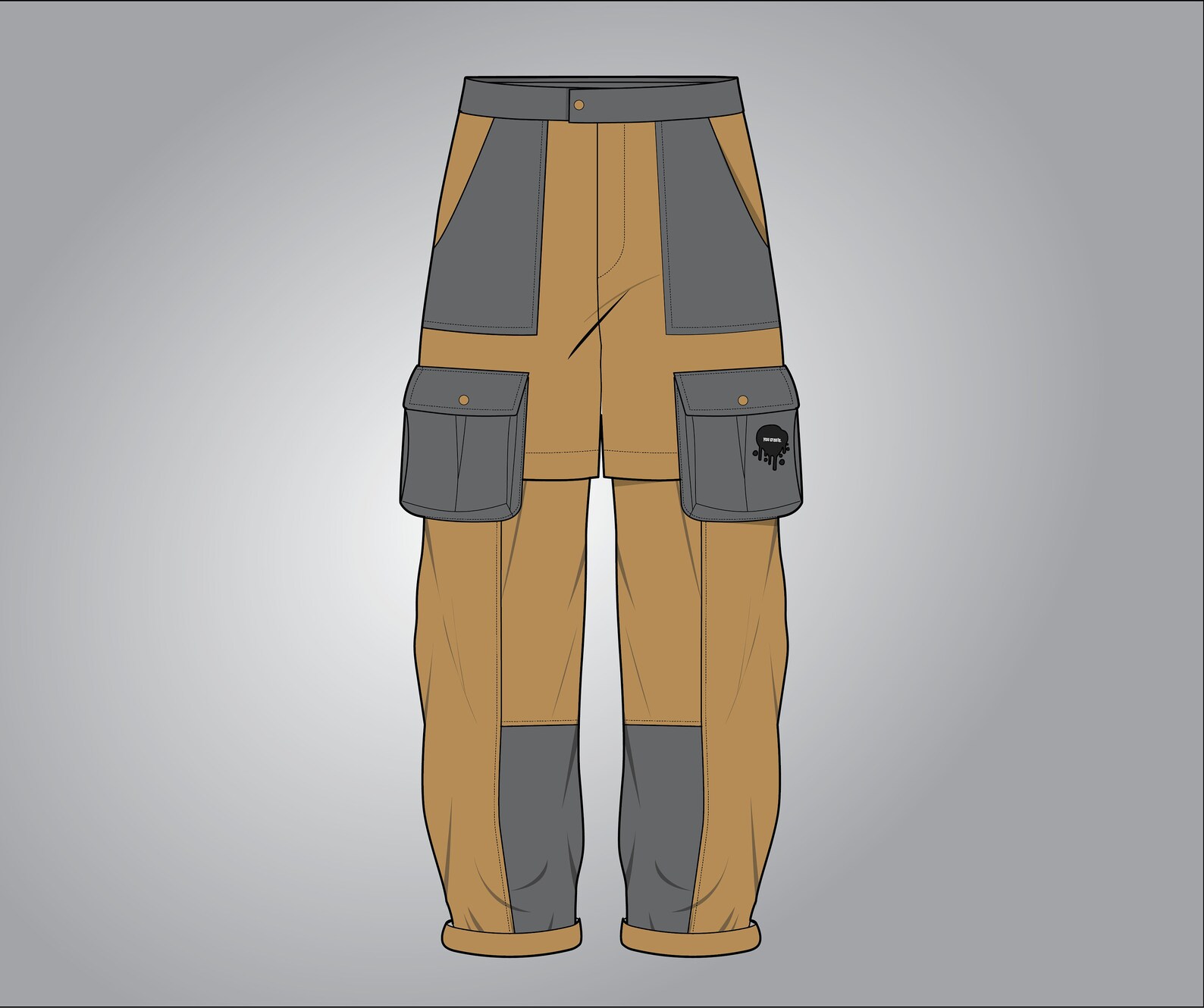 Streetwear Tech Pack Cargo Pants Baggy Vector Silhouette Editable ...