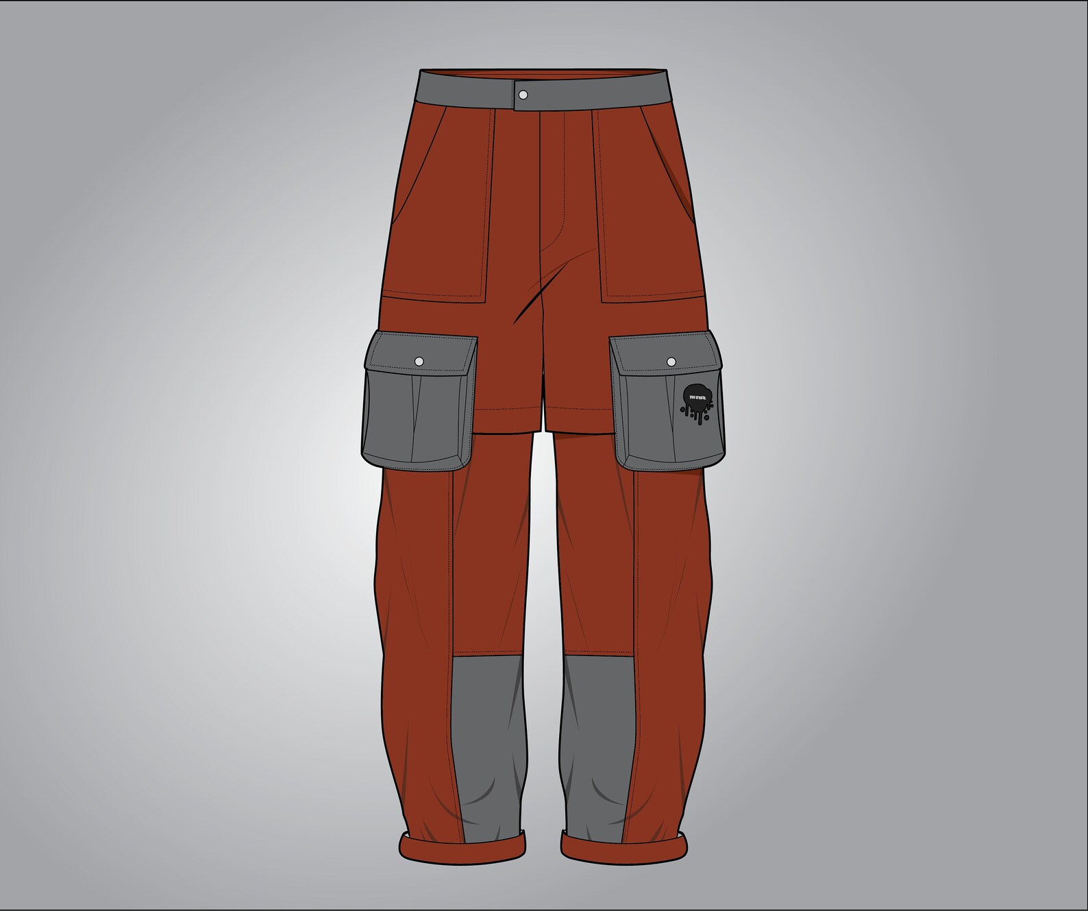 Streetwear Tech Pack Cargo Pants Baggy Vector Silhouette Editable ...