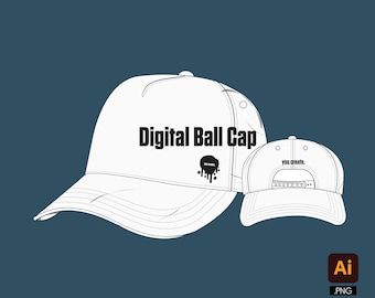 Digital A Frame Ball Cap Tech pack vector streetwear mockup template design editable file