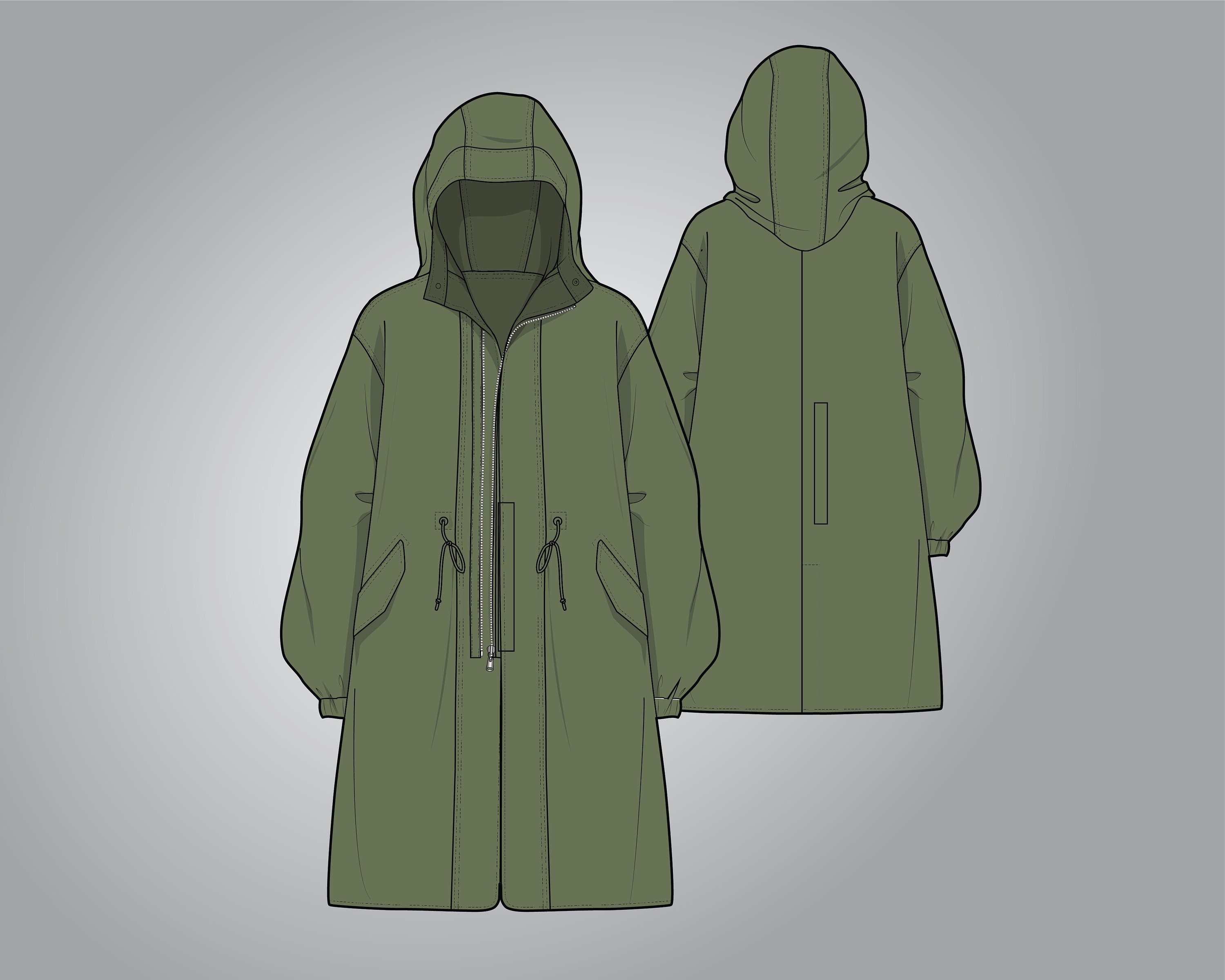 Digital Parka Mockup Template Tech Pack Design Streetwear - Etsy
