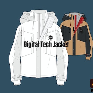 Digital Tech Jacket Tech pack illustrator vector sketch streetwear fashion silhouette