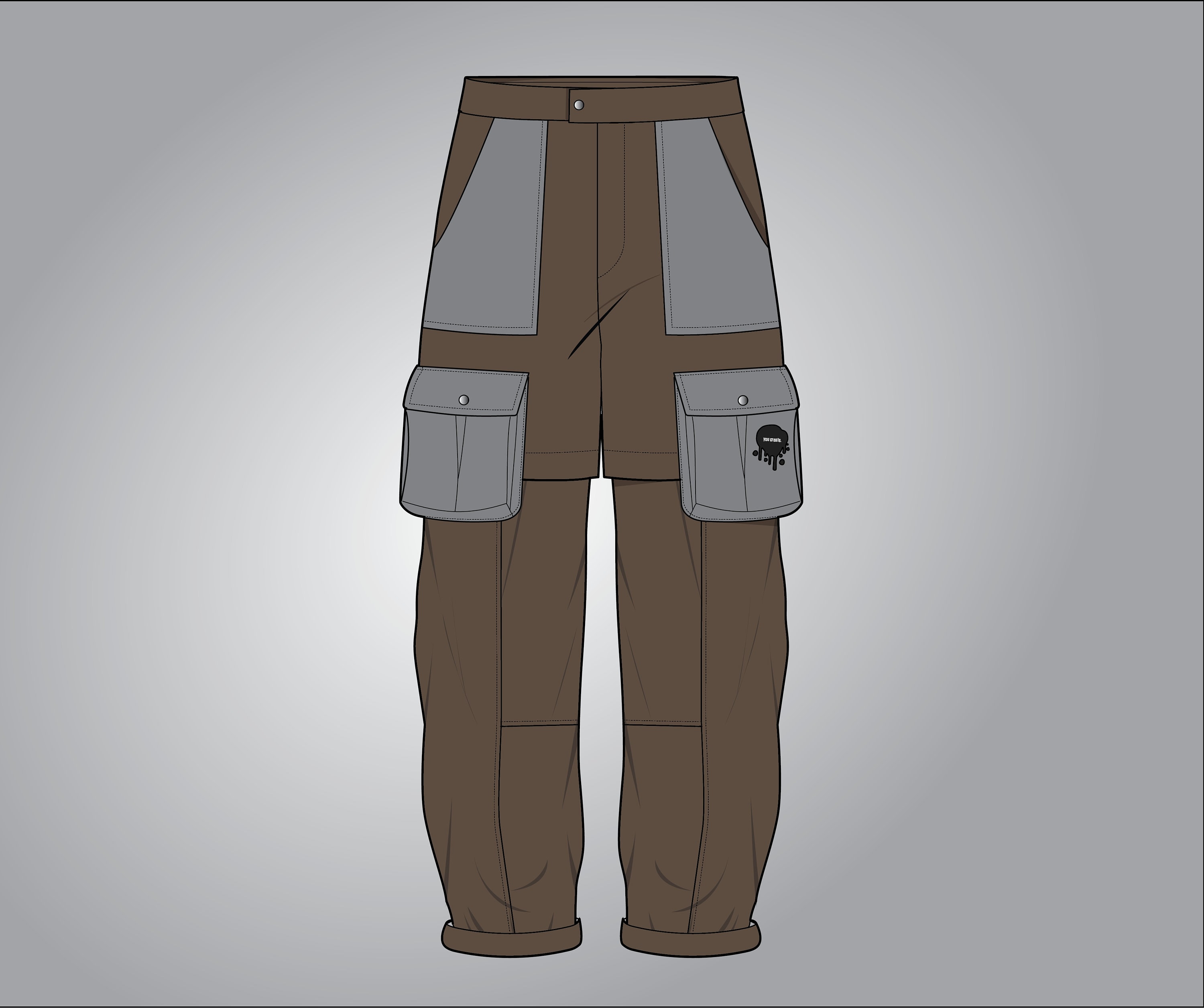 Streetwear Tech Pack Cargo Pants Baggy Vector Silhouette Editable ...