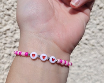 Pink Heart Bead Bracelet