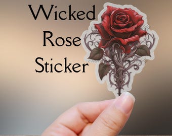 Wicked Rose Sticker Gothic Stationery Fantasy Journal Die Cut Clear Background
