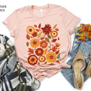 Wildflower Shirt Herfst Bloemen T-shirt voor haar Bloem Dames T-shirts Herfst Bloemen Vrouw Shirt Beste Vriend Cadeau Moeder Bloemen Cadeau Herfst