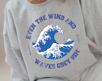 Christian Sweatshirt Wind and Waves Religious Hoodies and Sweatshirts Jesus Bible Verse Gifts for Her