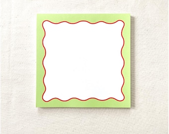 Grün Rotes Briefpapier, Personalisierter Notizblock, Lehrer Geschenk, Squiggle Notizblock, Süße To-Do Liste, Gastgeber Geschenk, Familie Notizblock, 14x14cm