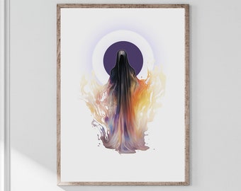 Purple Ghost Art Print, Gorgeous Ghosts Series, Haunting Ghost, Ghost Painting, Halloween Decor, Pastel Wall Art, Purple Art Print