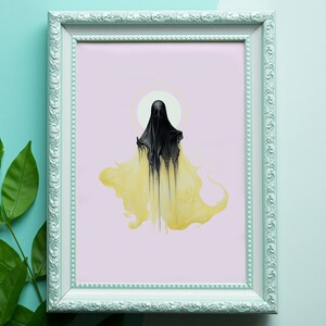 GHOST WALL ART - Halloween Wall Decor, Haunting Art Print, Pink Wall Art, Yellow Wall Decor, Spooky Decor, Gothic Art Print, Witchy Decor