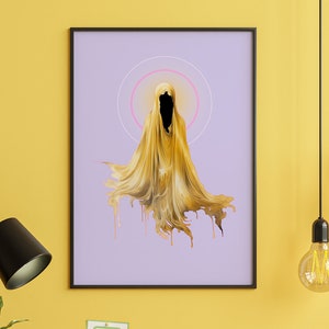 Gold Ghost Art Print, Gorgeous Ghosts Series, Haunting Ghost, Ghost Painting, Halloween Decor, Pastel Wall Art, Gold Art Print