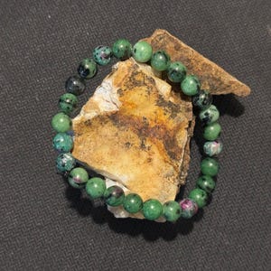 Ruby Zoisite Beaded Bracelet, Crystal Bracelet, Handmade Jewelry, Dainty Bracelet