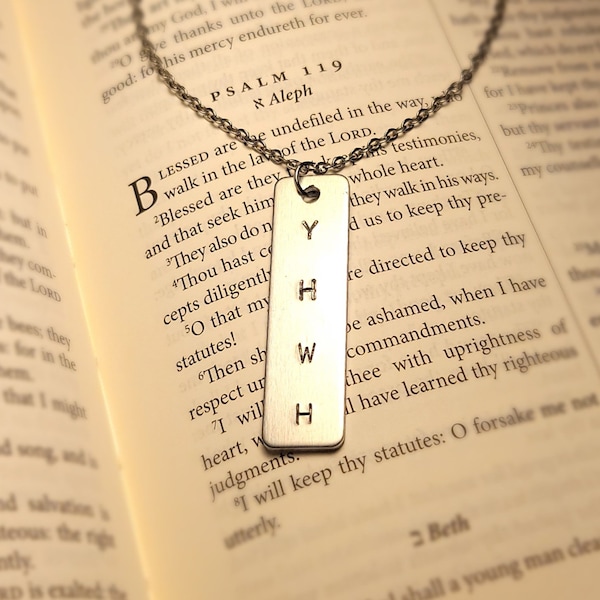 Hand Stamped YHWH Tetragrammaton Pendant Necklace