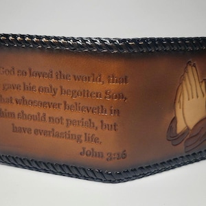 Cartera de cuero hecha a mano Juan 3:16