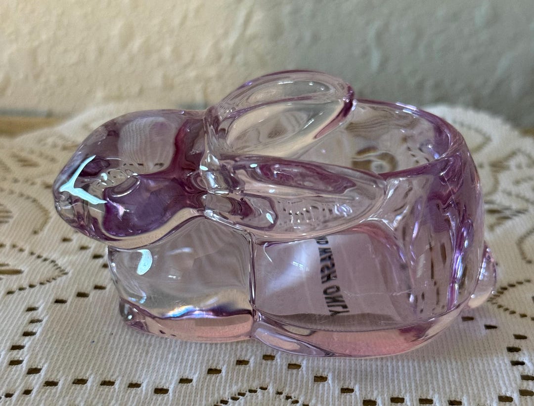 Vintage Light Pink Glass Rabbit Tea Light Holder - Etsy