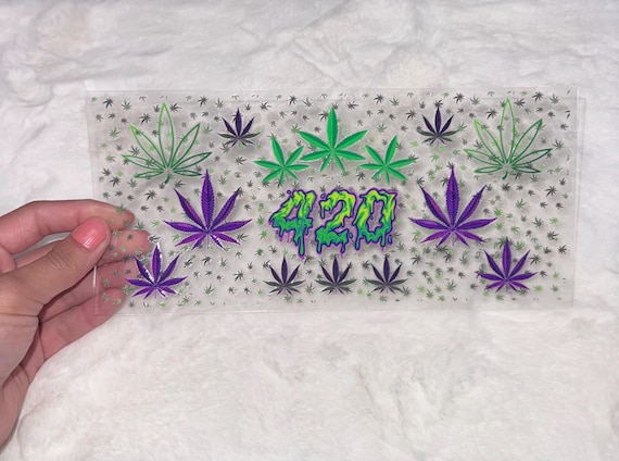 Uv DTF leaf 420 16oz Cup Wrap  | Ready To Apply | No Heat Needed | Waterproof #30