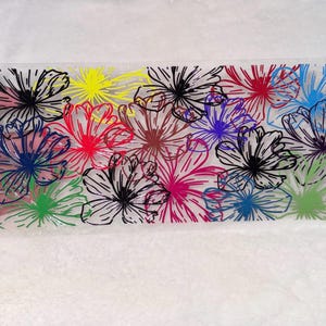 Uv DTF floral flowers colorful outline 16 oz cup wrap #163