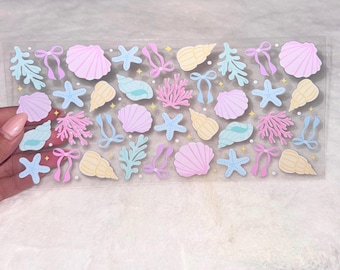 Uv DTF Under the sea Ocean stars shells 16 oz Cup Wrap | Ready To Apply | No Heat Needed | Waterproof #9