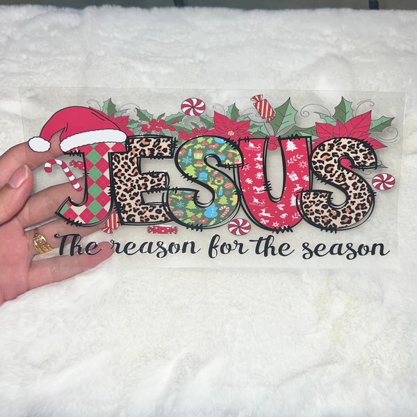 Uv DTF Christmas vibes holiday Jesus 16 oz Cup Wrap | Ready To Apply | No Heat Needed | Waterproof C10