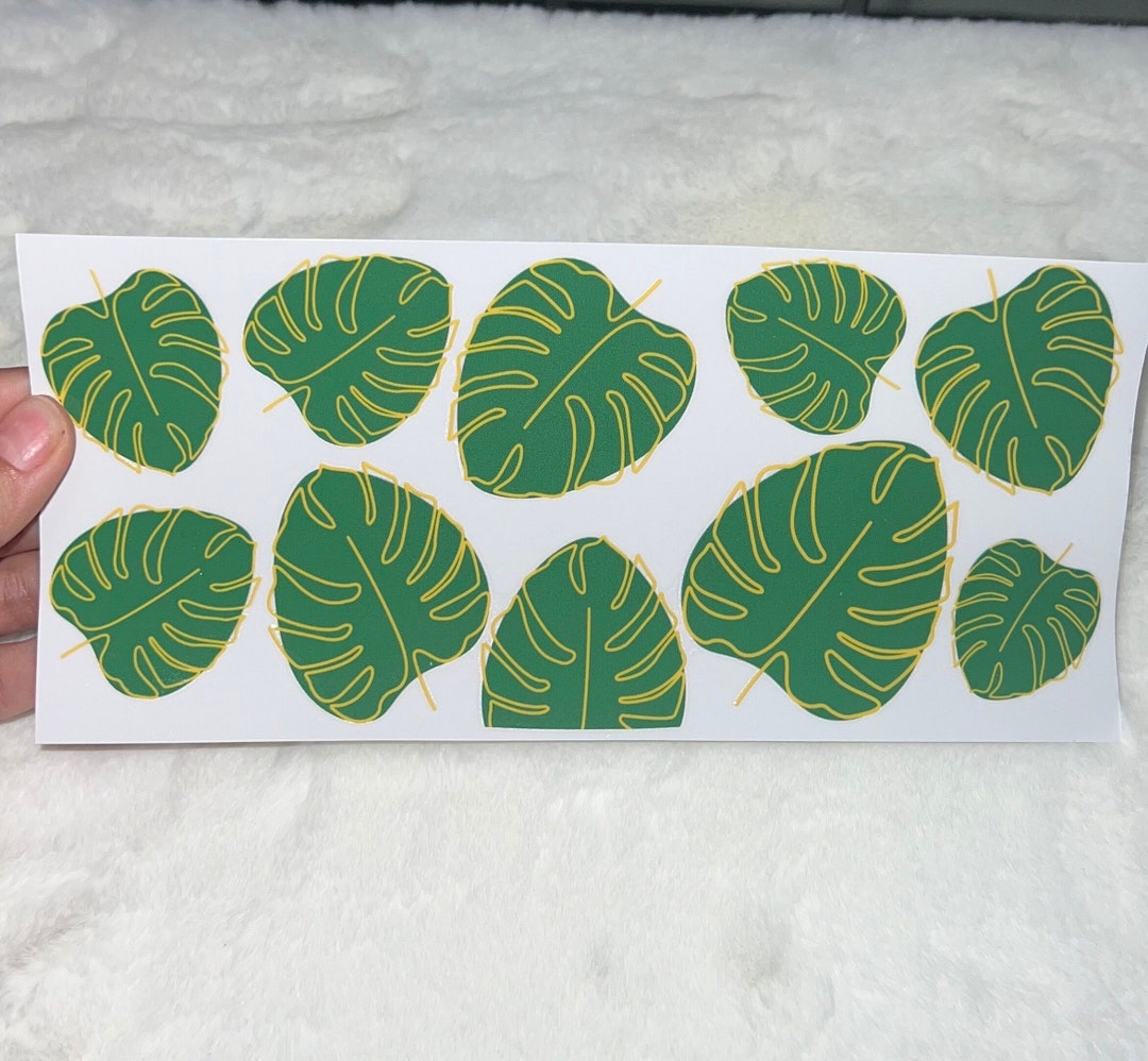 Uv DTF Monstera Leaf Plants Leaf Plant Design 16 Oz Cup Wrap Ready to ...