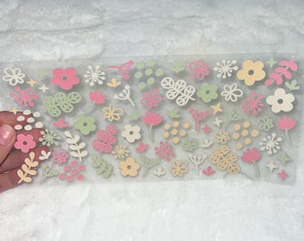 Uv DTF Cute Floral Flower Flowers colorful 16 oz Cup Wrap  | Ready To Apply | No Heat Needed #161
