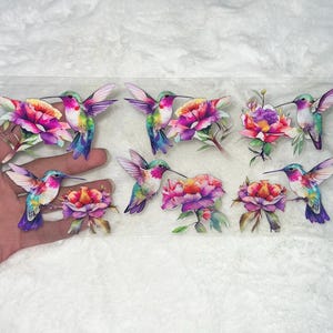 Uv DTF Floral Flowers Hummingbirds Birds colorful 16oz Cup Wrap | Ready To Apply | No Heat Needed | Waterproof #105