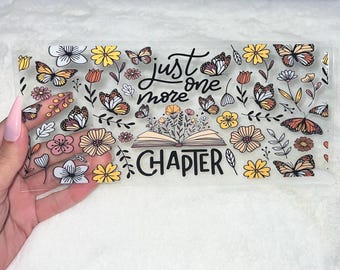 Uv DTF Books read Reader Library just one more chapter floral butterfly butterflies colorful book 16 oz cup wrap #206