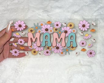 UV DTF Mama Mommy mom floral 16oz Cup Wrap | Ready To Apply | No Heat Needed | Waterproof #45