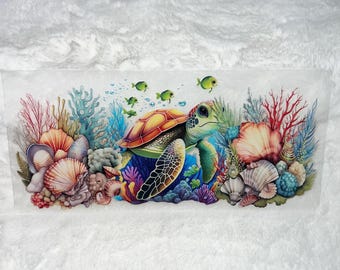 Uv DTF Turtle under the sea ocean Floral shells star 3D realistic looking 16 oz Cup Wrap | Ready To Apply | No Heat Needed | Waterproof #108