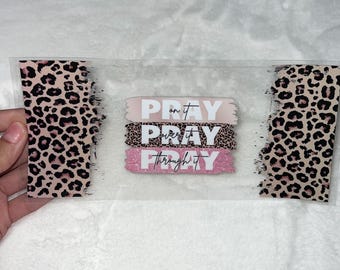 UV DTF Fe Señor Dios Ora sobre ello ora sobre ello ora a través de ello guepardo Envoltura para taza de 16 oz / Lista para aplicar / No necesita calor / Impermeable # 126