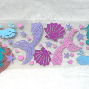 Uv DTF Mermaid Under the sea Ocean tails seahorse whales stars shells 16 oz cup wrap #104