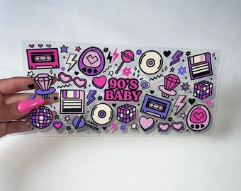 Uv DTF 90s Vibes 90’s baby memories throwback 16 oz Cup Wrap | Ready To Apply | No Heat Needed | Waterproof #200