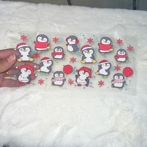 Uv DTF Christmas vibes holiday penguin penguins 16 oz Cup Wrap | Ready To Apply | No Heat Needed | Waterproof C10