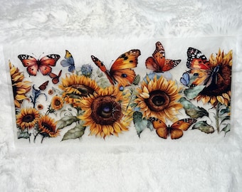Uv DTF Sunflower Sunflowers Butterfly Butterflies Bees Be Kind  16 oz cup wrap #132