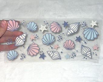 Uv DTF Under the sea Ocean stars shells 16 oz Cup Wrap | Ready To Apply | No Heat Needed | Waterproof #11