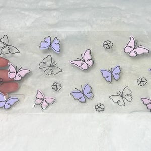 Uv DTF butterfly butterflies colorful floral flowers 16 oz Cup Wrap | Ready To Apply | No Heat Needed | Waterproof #134