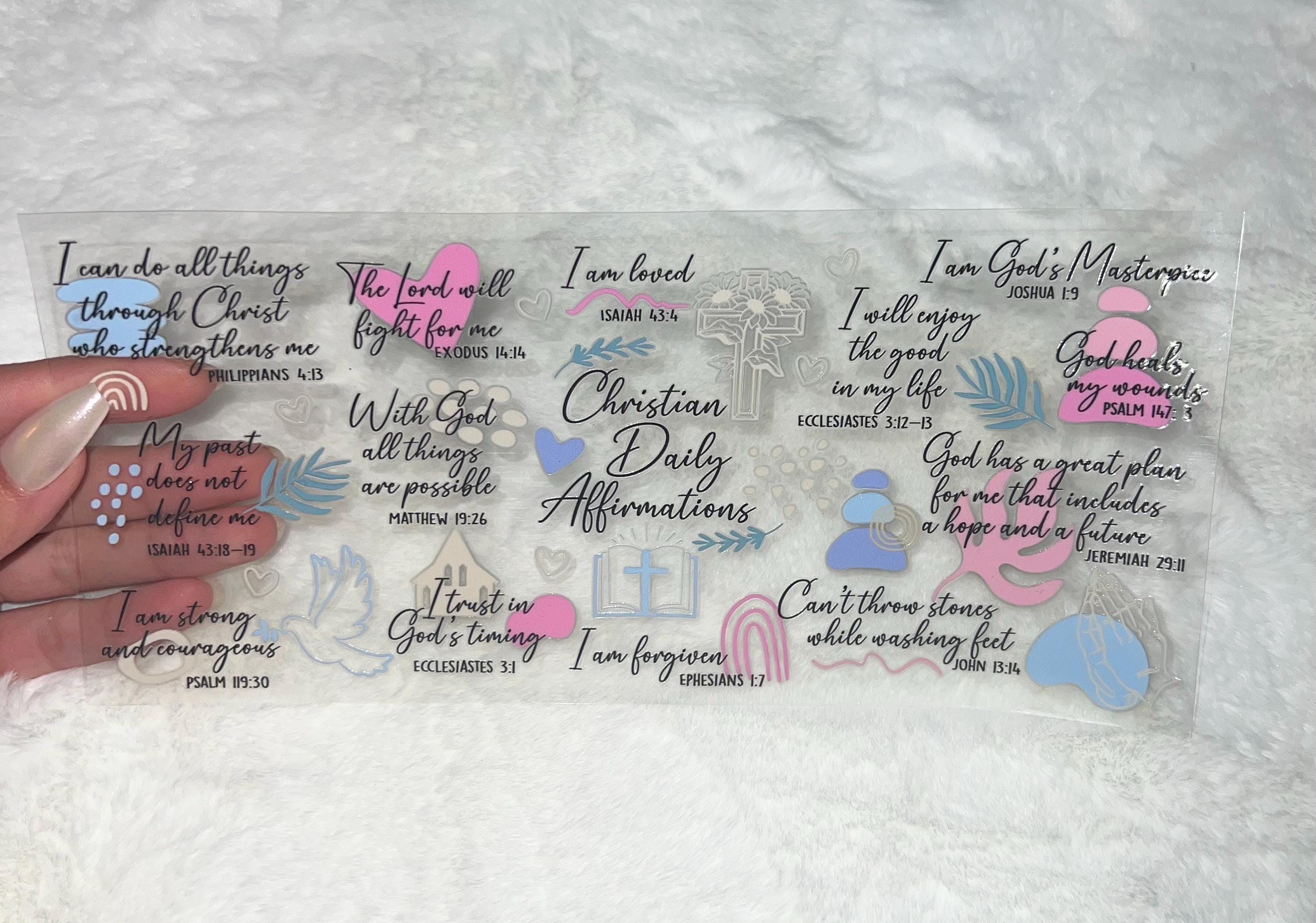 UV DTF Christian daily affrimation bible Faith Lord God Christ Jesus 16oz Cup Wrap | Ready To Apply | No Heat Needed | Waterproof #318