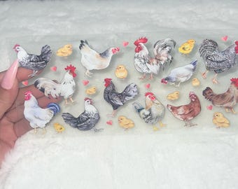 Uv DTF Chicken Chickens farm chicks hens  16 oz Cup Wrap | Ready To Apply | No Heat Needed | Waterproof #98